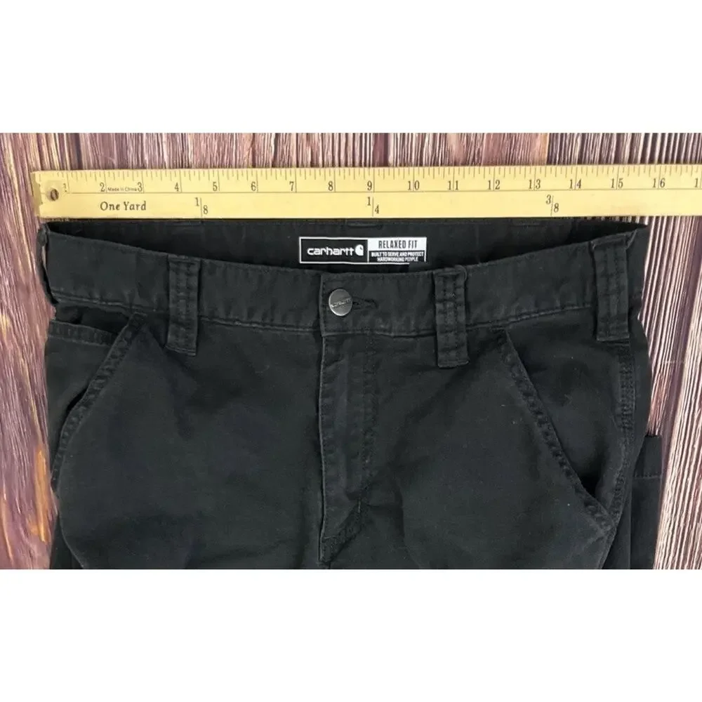 Carhartt Pants Black Relaxed Fit Cargo Pocket Rugged Flex Workwear Mens 32x32